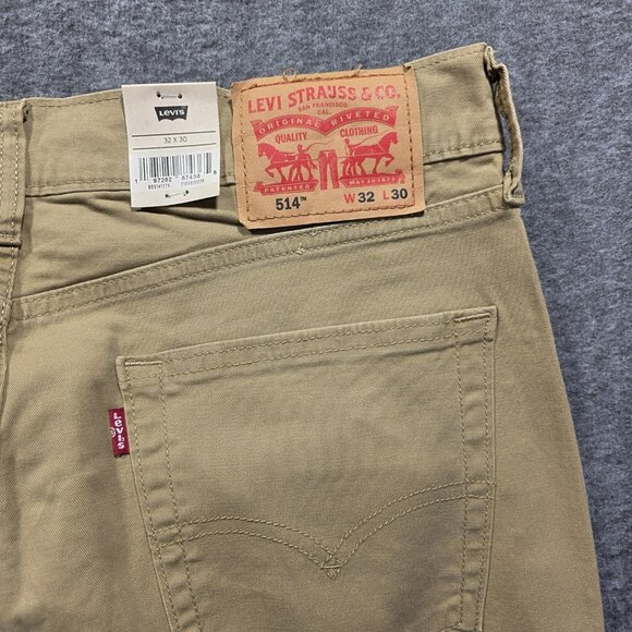 Levis 514 Pants Mens 32x30 Tan Straight Leg Stretch Denim Khaki Chino Casual - Picture 3 of 10